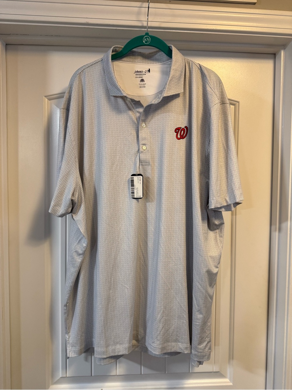 johnnie-O Light Gray Polo with Washington Nationals Chest Logo